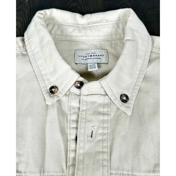 New Lucky Brand Shacket Shirt Jacket Large Oatmeal Button Up Long Sleeve NWT - Picture 5 of 15